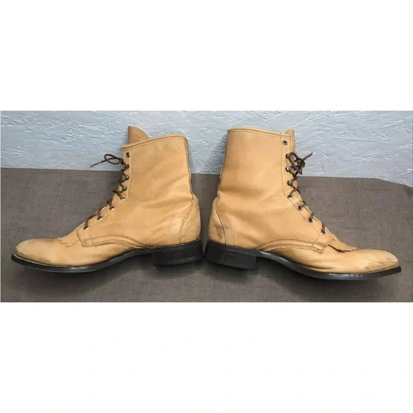 Unbranded Men's Packer Logger Boots Tan Brown Leather Size 10.5D - Picture 8 of 15